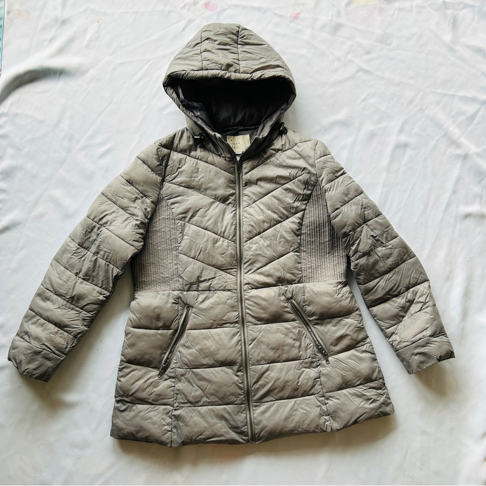NWT XXL A New Day Sport Reversible Puffer Jacket Gray Pockets Ski Hiking Running